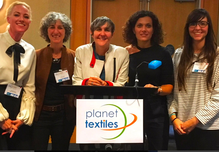 L-R: Sigrid Barnekow, programme director, Mistra Future Fashion, Valerie Langer, strategic projects director, Stand.earth., Nicole Rycroft, CEO, Canopy, Tricia Carey, director of sustainability, Lenzing, Angela Suarez Garcia, sustainability, Inditex.