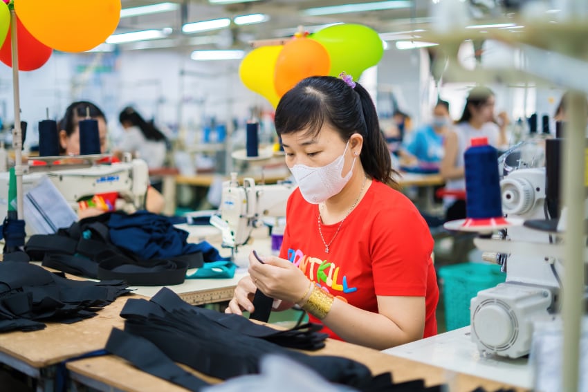 Workers in a Vietnamese textile mill